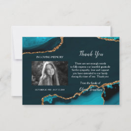 Turquoise & Gold Memorial Dank u kaart