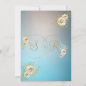 Turquoise Gold Monogram Name Initiaal Wedding Save The Date (Achterkant)