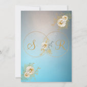 Turquoise Gold Monogram Wedding Kaart (Achterkant)