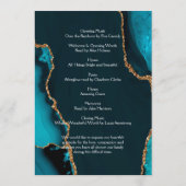 Turquoise & Gold Order of Service Programma Programmakaart (Achterkant)