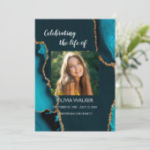 Turquoise & Gold Order of Service Programma Programmakaart (Staand voorkant)