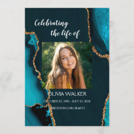 Turquoise & Gold Order of Service Programma Programmakaart