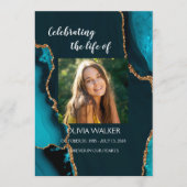 Turquoise & Gold Order of Service Programma Programmakaart (Voorkant)