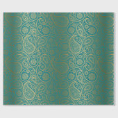 Turquoise & Gold Paisley Pattern Cadeaupapier (Vlak)