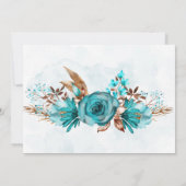 Turquoise Gold Peony Geometric Rehearsal Dinner Kaart (Achterkant)