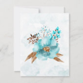 Turquoise Gold Peony Lijst Brunch & Bubble Invites Kaart (Achterkant)