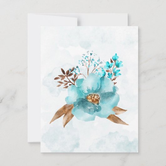Turquoise Gold Peony Lijst Brunch & Bubble Invites Kaart (Achterkant)