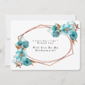 Turquoise Gold Peony word mijn Bridesmaid Kaart (Voorkant)