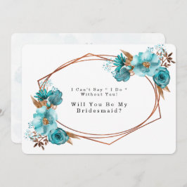 Turquoise Gold Peony word mijn Bridesmaid Kaart