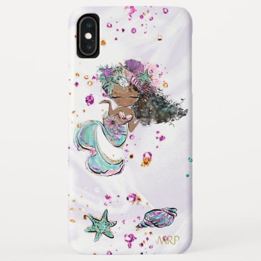 *~* Turquoise Gold Pink Glitter Mermaid Case-Mate iPhone Case (Achterkant)