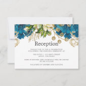  Turquoise & Gold Shabby Wedding Reception Kaart (Voorkant)