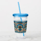 Turquoise Gold Sun Zuidwestelijke Kunst Acryl Drinkbeker (Links)