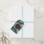 Turquoise Gold Sun Zuidwestelijke Kunst Cadeaulabel (Met Touw)