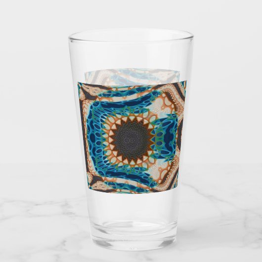 Turquoise Gold Sun Zuidwestelijke Kunst Glas (Voorkant)