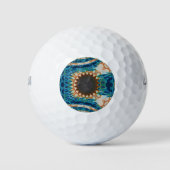 Turquoise Gold Sun Zuidwestelijke Kunst Golfballen (Voorkant)