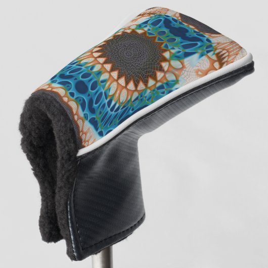 Turquoise Gold Sun Zuidwestelijke Kunst Golfheadcover (3/4 voorkant)