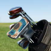Turquoise Gold Sun Zuidwestelijke Kunst Golfheadcover (Insitu)