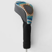 Turquoise Gold Sun Zuidwestelijke Kunst Golfheadcover (Schuin)
