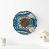 Turquoise Gold Sun Zuidwestelijke Kunst Grote Klok (Huis)