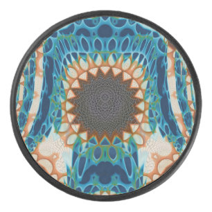 Turquoise Gold Sun Zuidwestelijke Kunst Hockey Puck