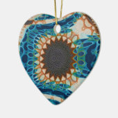Turquoise Gold Sun Zuidwestelijke Kunst Keramisch Ornament (Links)