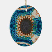 Turquoise Gold Sun Zuidwestelijke Kunst Keramisch Ornament (Rechts)