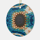 Turquoise Gold Sun Zuidwestelijke Kunst Keramisch Ornament (Links)