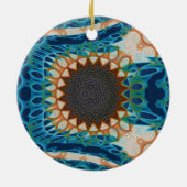 Turquoise Gold Sun Zuidwestelijke Kunst Keramisch Ornament (Achterkant)
