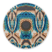 Turquoise Gold Sun Zuidwestelijke Kunst Keramische Knop (Voorkant)