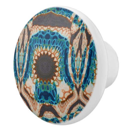 Turquoise Gold Sun Zuidwestelijke Kunst Keramische Knop (Rechts)