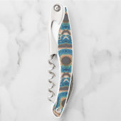 Turquoise Gold Sun Zuidwestelijke Kunst Kurkentrekker (Voorkant)