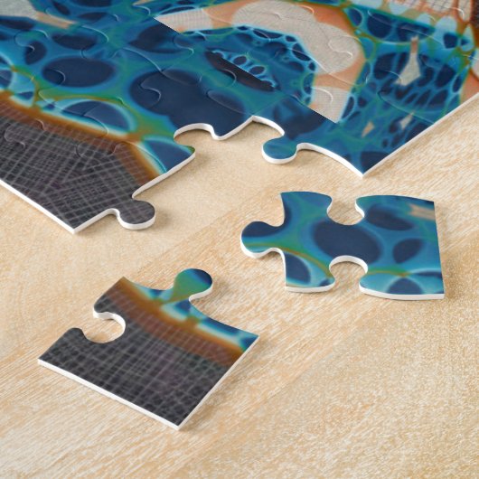 Turquoise Gold Sun Zuidwestelijke Kunst Legpuzzel (Zijkant)