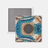 Turquoise Gold Sun Zuidwestelijke Kunst Magneet (Voorkant / Achterkant)