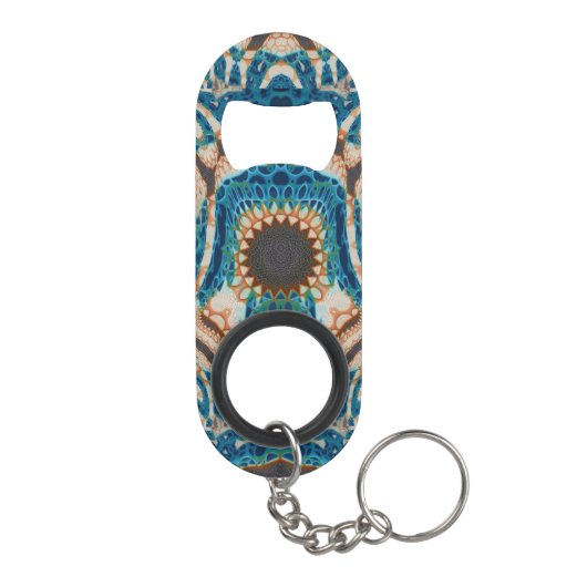 Turquoise Gold Sun Zuidwestelijke Kunst Mini Flessenopener (Achterkant)