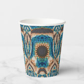 Turquoise Gold Sun Zuidwestelijke Kunst Papieren Bekers (Achterkant)