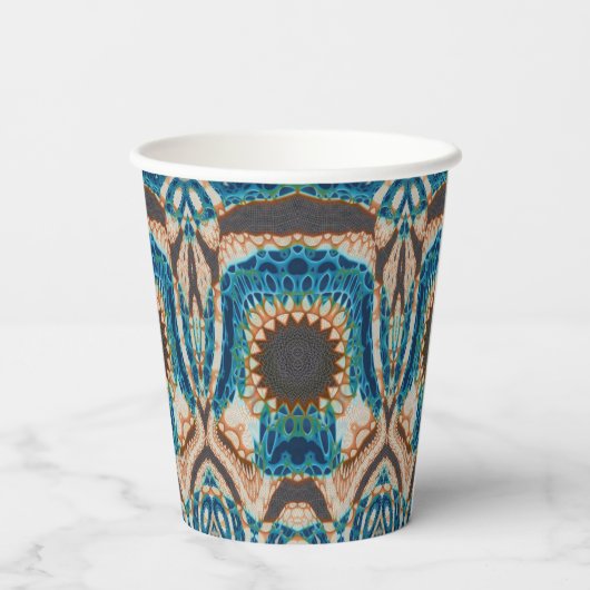 Turquoise Gold Sun Zuidwestelijke Kunst Papieren Bekers (Achterkant)