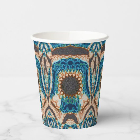 Turquoise Gold Sun Zuidwestelijke Kunst Papieren Bekers (Links)