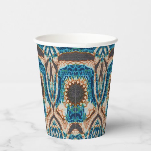 Turquoise Gold Sun Zuidwestelijke Kunst Papieren Bekers (Rechts)