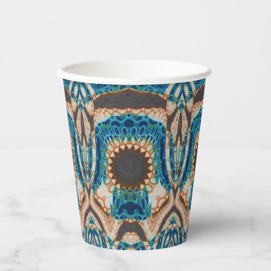 Turquoise Gold Sun Zuidwestelijke Kunst Papieren Bekers (Voorkant)
