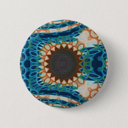 Turquoise Gold Sun Zuidwestelijke Kunst Ronde Button 5,7 Cm (Voorkant)