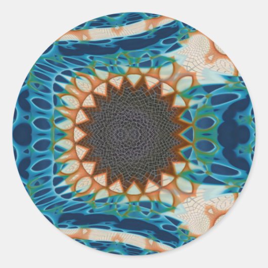 Turquoise Gold Sun Zuidwestelijke Kunst Ronde Sticker (Voorkant)