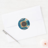 Turquoise Gold Sun Zuidwestelijke Kunst Ronde Sticker (Envelop)