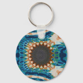Turquoise Gold Sun Zuidwestelijke Kunst Sleutelhanger (Achterkant)
