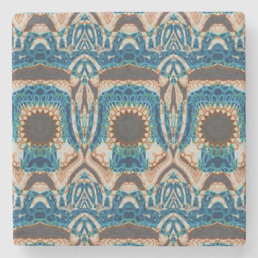 Turquoise Gold Sun Zuidwestelijke Kunst Stenen Onderzetter (Voorkant)