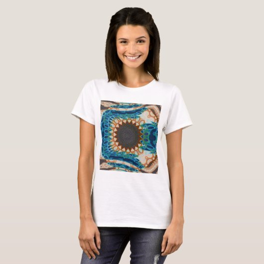 Turquoise Gold Sun Zuidwestelijke Kunst T-shirt (Voorkant volledig)