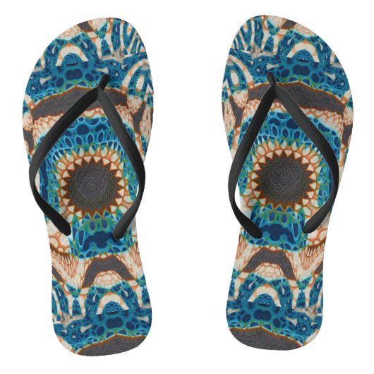 Turquoise Gold Sun Zuidwestelijke Kunst Teenslippers (Voetbed)