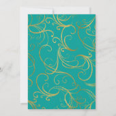 Turquoise Gold Swirl — Uitnodiging om legant (Achterkant)