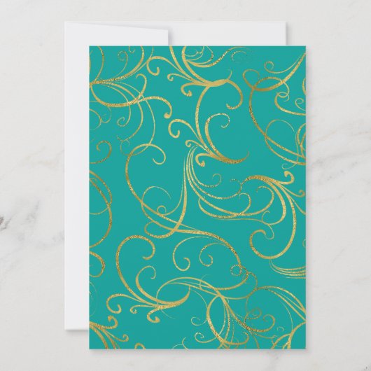 Turquoise Gold Swirl — Uitnodiging om legant (Achterkant)