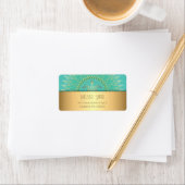 Turquoise Gold Turtle Animal Tribal Etiket (Insitu)