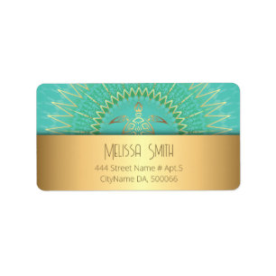 Turquoise Gold Turtle Animal Tribal Etiket